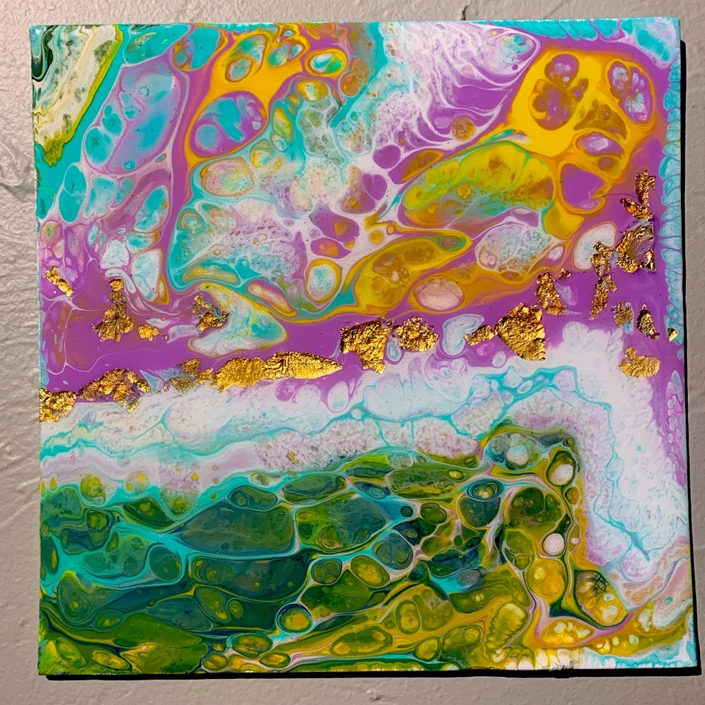 Abstract acrylic pour painting